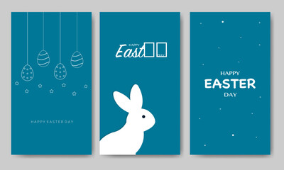 Wall Mural - Happy Easter Day Bundle Vertical Template Flat Illustration