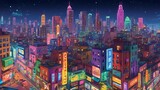 Fototapeta Nowy Jork - city skyline gaming style background