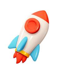 Wall Mural - emoji rocket flying up. emotion 3d cartoon icon. vector illustration