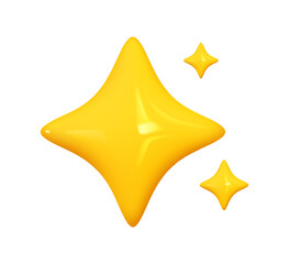 emoji three stars. emotion 3d cartoon icon. yellow emoticon. vector illustration