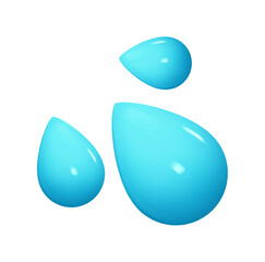 Wall Mural - emoji blue three drops of water tears. emotion 3d cartoon icon. liquid emoticon. vector illustration