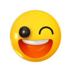 Wall Mural - emoji give a wink. emotion 3d cartoon icon. yellow round emoticon. vector illustration