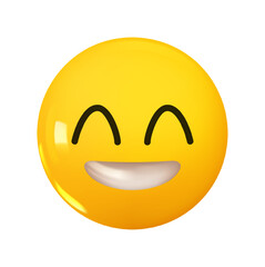 Wall Mural - emoji smiling. emotion 3d cartoon icon. yellow round emoticon. vector illustration