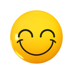 Wall Mural - emoji face smile. emotion 3d cartoon icon. yellow round emoticon. vector illustration