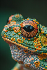 Poster - An artistic rendering of a freckled frog, with speckles contrasting its green skin.