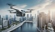 Skyward Horizon: Futuristic Manned Roto Passenger Drone Soars