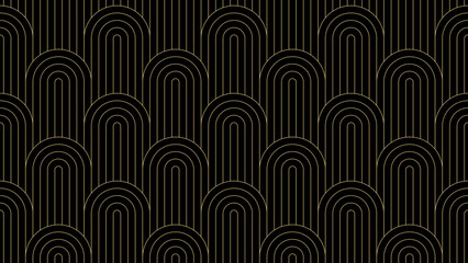 Aufkleber - Luxury gold background pattern seamless geometric wave line circle abstract design vector. Christmas background.