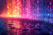 An artistic rendering of neon rain, with droplets of light creating a colorful, immersive experience.