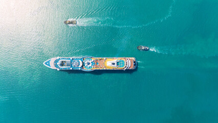 Wall Mural - cruise ship, cruise liners beautiful white cruise ship above luxury cruise in the ocean concept excl