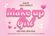 © Dani - 3d vector editable text effect make up girl, typography of female beauty with pink decoration and beautiful and soft colors perfect for logos, headlines or banners for skincare and female beauty.