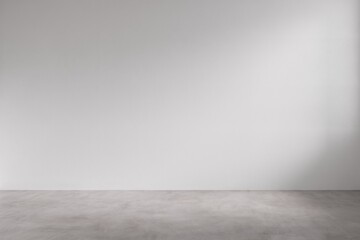 Poster - Empty minimalist interior space background with natural light on white wall and polished concrete floor.