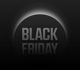 Poster - Dawn Black Friday Sale. Dark background, geometric abstraction. Solar eclipse. Vector design for you business projects