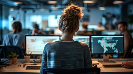 Fototapete - Group of programmers planning project. Generative AI.