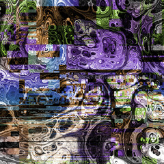 Poster - TV noise static effect, abstract glitch background. Fractal digital art pattern