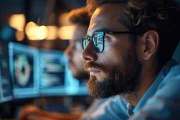 Aufkleber - A close-up of a software engineer collaborating with a diverse team, Showcasing the interdisciplinary nature of IT projects. Generative AI.
