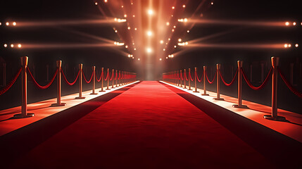 Luxurious and elegant red carpet staircase, holiday awards ceremony event