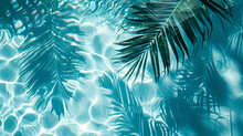 Shadow Of A Palm Tree On A Water Background. Natural Background. Banner Size	
