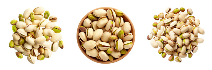 Wall Mural - Set of pistachio top view isolated on a transparent background