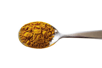 Sticker - curry powder in measuring spoon isolated on transparent background