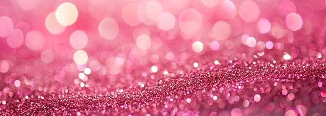 Wall Mural - Abstract shiny pink glitter background. Wide horizontal background 