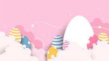 Colorful Colourful Cute Vector Gradient Happy Easter Day Egg Background. Vector Paper Style Easter Background