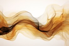 Abstract Wave In Warm Yellow Brown Collors, Watercolor Art