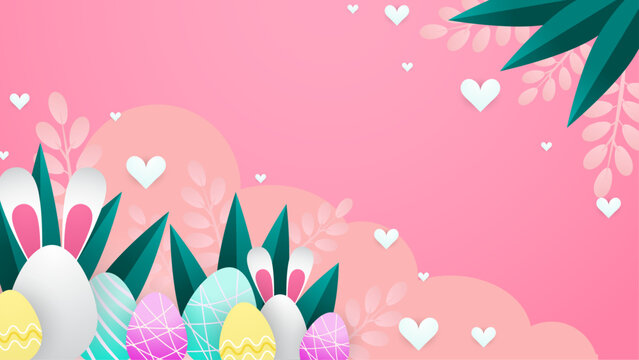 Colorful colourful cute vector gradient happy easter day egg background. Vector easter illustration flyer template