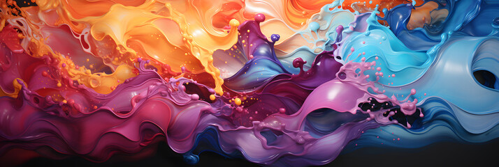 Wall Mural - Abstract Colorful Liquid Paint Background. Multicolored Fluid Wallpaper