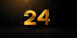© syhin_stas - Golden 3D number 24 . Anniversary 24. Poster template for Celebrating 24th anniversary event party. Banner. Copy space