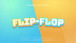 Yellow white and blue flip flop TEXT 3d editable text effect - font style. Summer text style effect