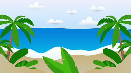 Wall Mural - Colorful colourful vector background for summer season. Vector realistic summer background with vegetation