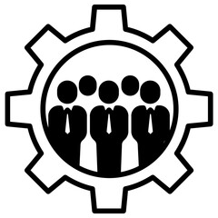 Sticker - Group Management cog solid glyph icon