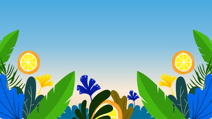 Wall Mural - Colorful colourful summer background style vector illustration. Vector realistic summer background with vegetation