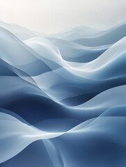 Wall Mural - Minimalist abstract wallpaper with smooth waves in varying shades of blue.