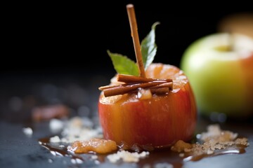 Wall Mural - close-up of apple filling with cinnamon, sugar glaze
