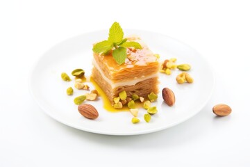 Wall Mural - baklava filled with various nuts isolated on white