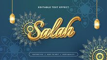 Blue And Gold Salah 3d Editable Text Effect - Font Style. Ramadan Text Style Effect