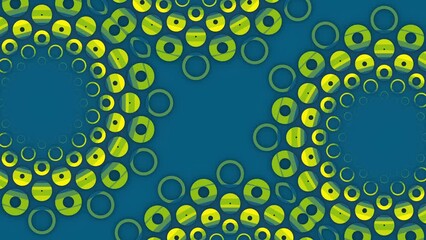 Aufkleber - Blue-yellow pattern of moving circles. 3d rendering loop animation 4K