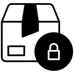 Poster - Package box lock solid glyph icon