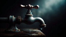 A Vintage Faucet With Peeling Paint And Signs Of Oxidation