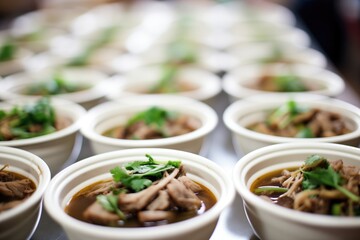 Sticker - rows of pozole bowls ready for a banquet