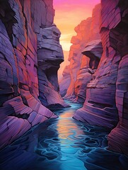 Wall Mural - Cascading Canyon Rivers at First Light: A Stunning Dawn Painting
