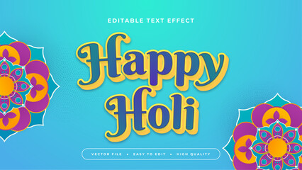 Poster - Colorful colourful happy holi 3d editable text effect - font style. Colorful text style effect