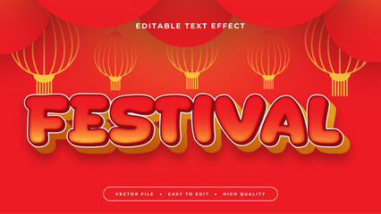 Wall Mural - Red and yellow festival 3d editable text effect - font style. Colorful text style effect