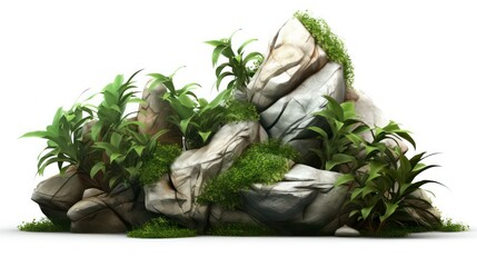 Wall Mural - Cut of the ground and the beautiful grass isolated on a white background