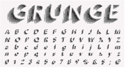 Sticker - vector grunge shadow stain lines raster font