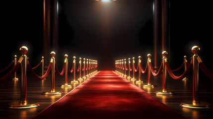 Luxurious and elegant red carpet staircase, holiday awards ceremony event