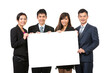 © Image Smith - Group of Chinese businesspeople with a banner ad.