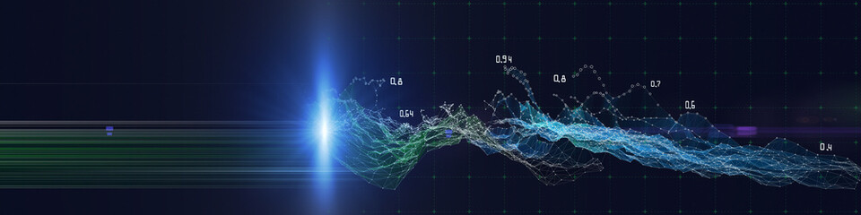 Abstract background noisy graph in chaotic  lines from circles and data. Interlacement  technology data concept in virtual space. Big Data. Banner for business, science and technology data analytics.