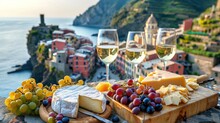 Cheese And Wine Appetizers - Italian. Generative Ai.